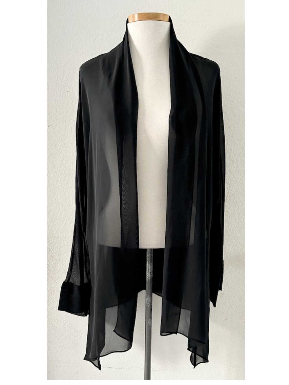 bisou bisou sheer black long blouse top size M
